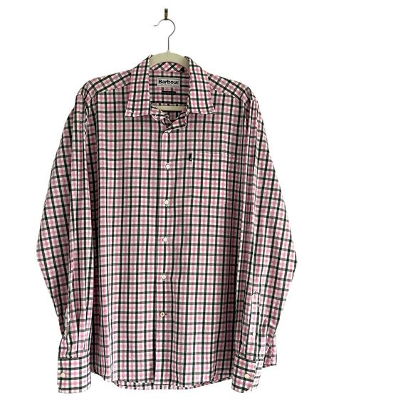 Barbour Bruce Men's Shirt Classic Tailored Fit Cotton Chek Nevada Pink Size L - Picture 2 of 11